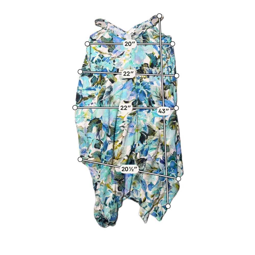 La Blanca Cover Up Dress Womens M Multicolor Watercolor Floral Handkerchief Hem - Picture 13 of 15